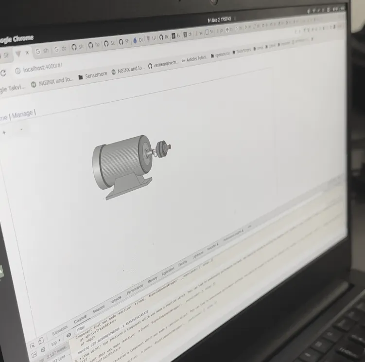 The editor built from the designs, running on a laptop screen